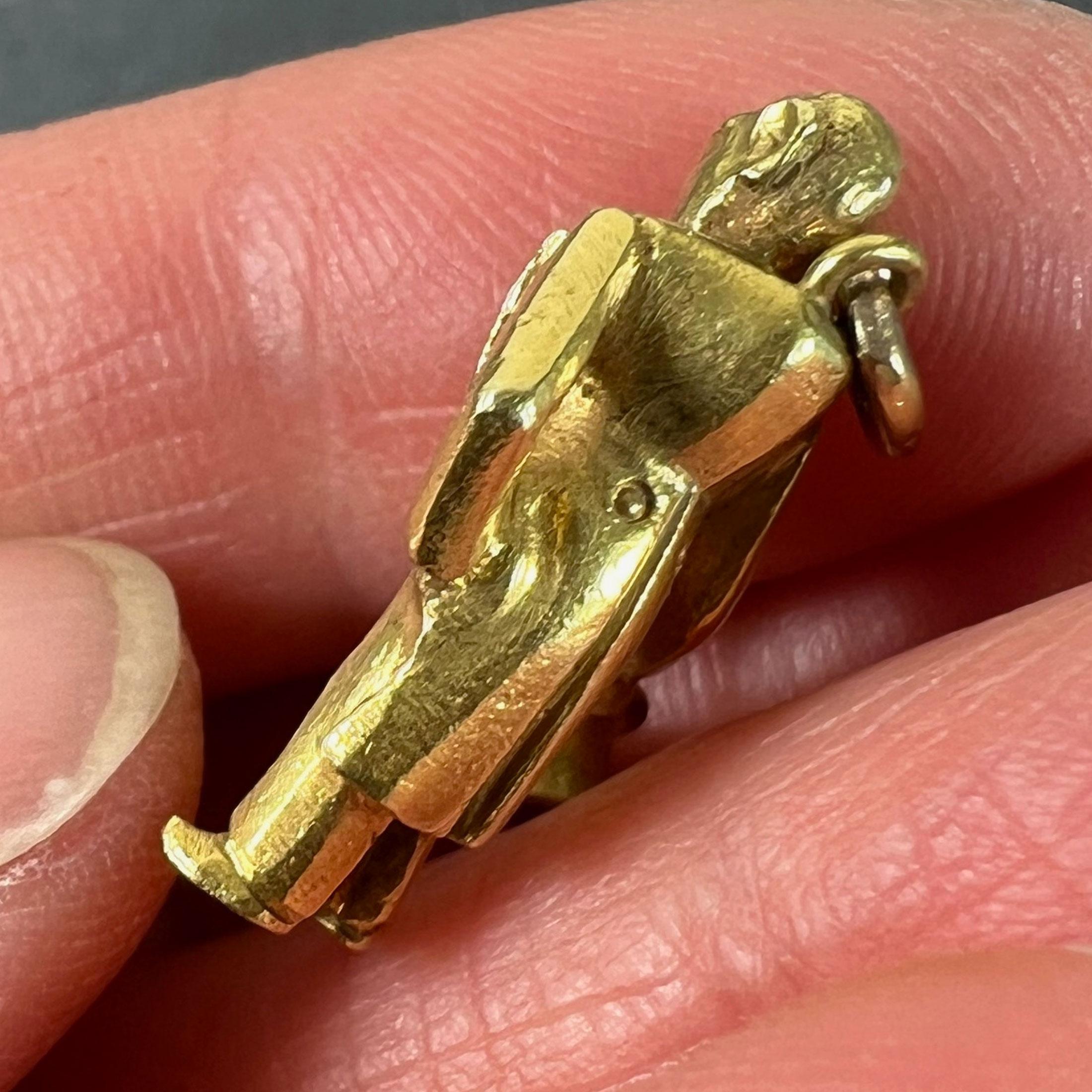 Vintage Italian Lucky Gobbo Hunchback Good Luck Pendentif Charm en or jaune 18K en vente 3