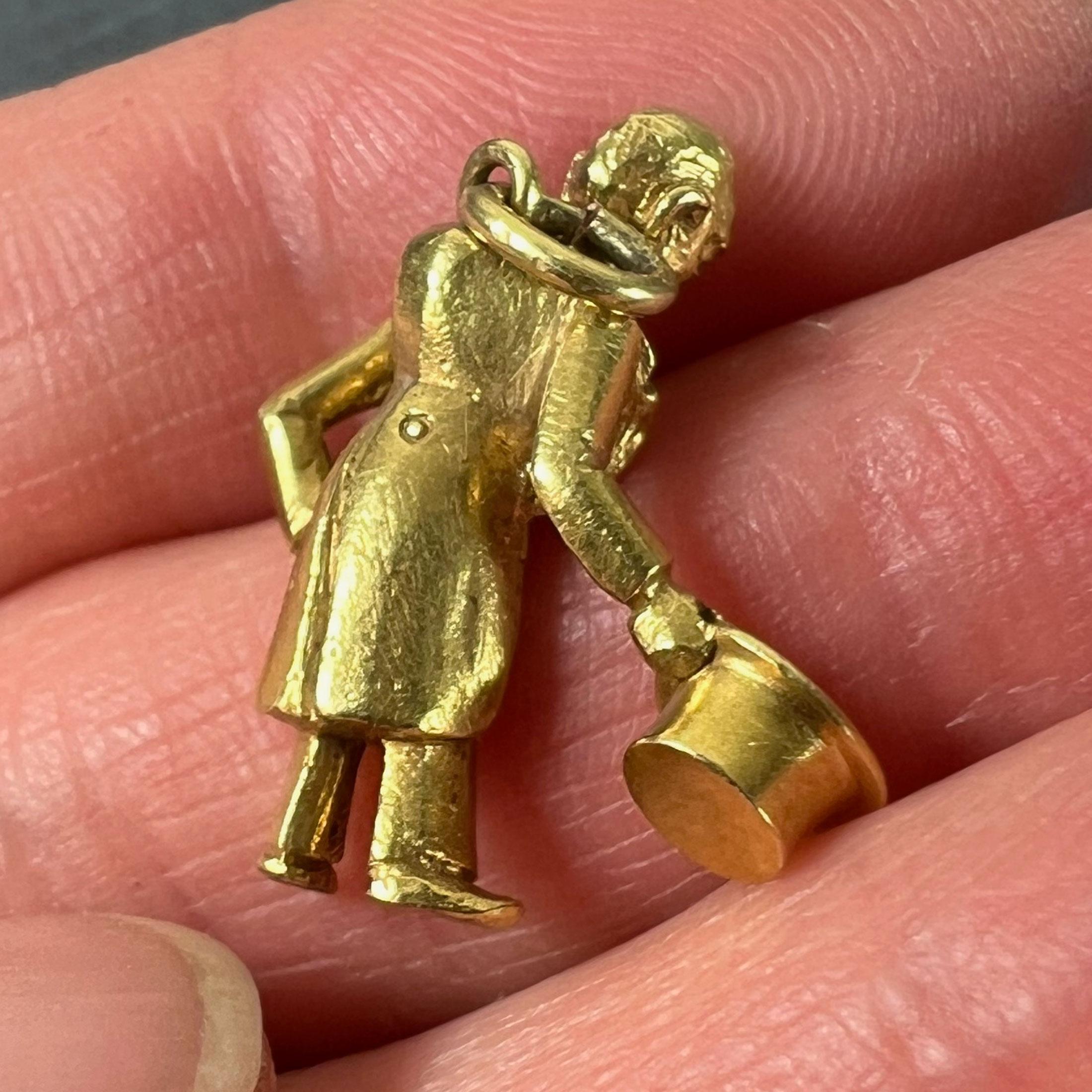 Vintage Italian Lucky Gobbo Hunchback Good Luck Pendentif Charm en or jaune 18K en vente 4