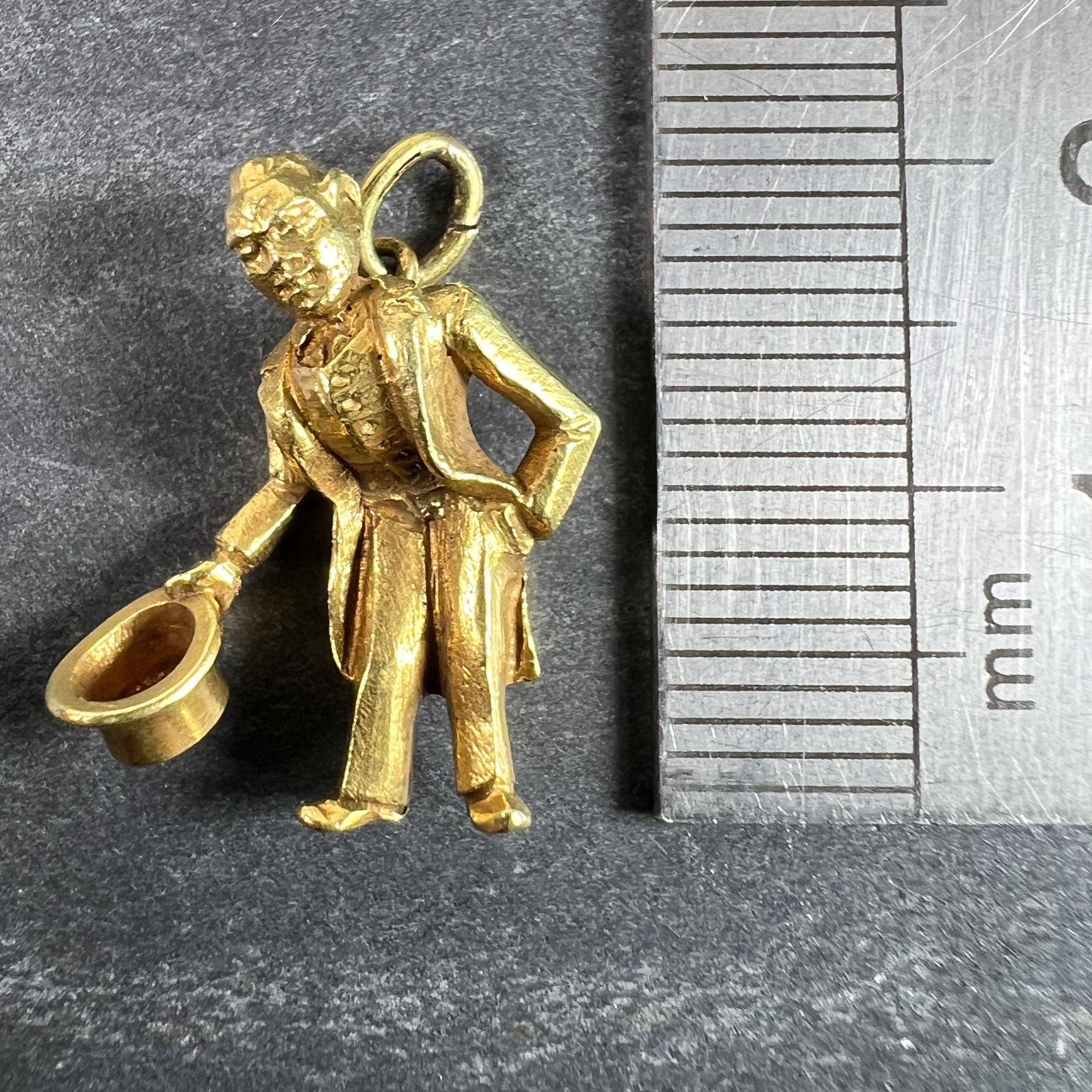 Vintage Italian Lucky Gobbo Hunchback Good Luck Pendentif Charm en or jaune 18K en vente 5