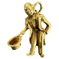 Vintage Italian Lucky Gobbo Hunchback Good Luck 18K Yellow Gold Charm Pendant