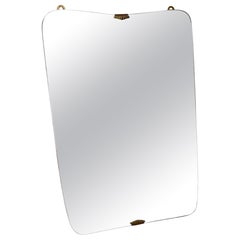 Specchio da parete vintage di produzione italiana in stile Art Deco Mirror con retro in Wood, Gio Ponti