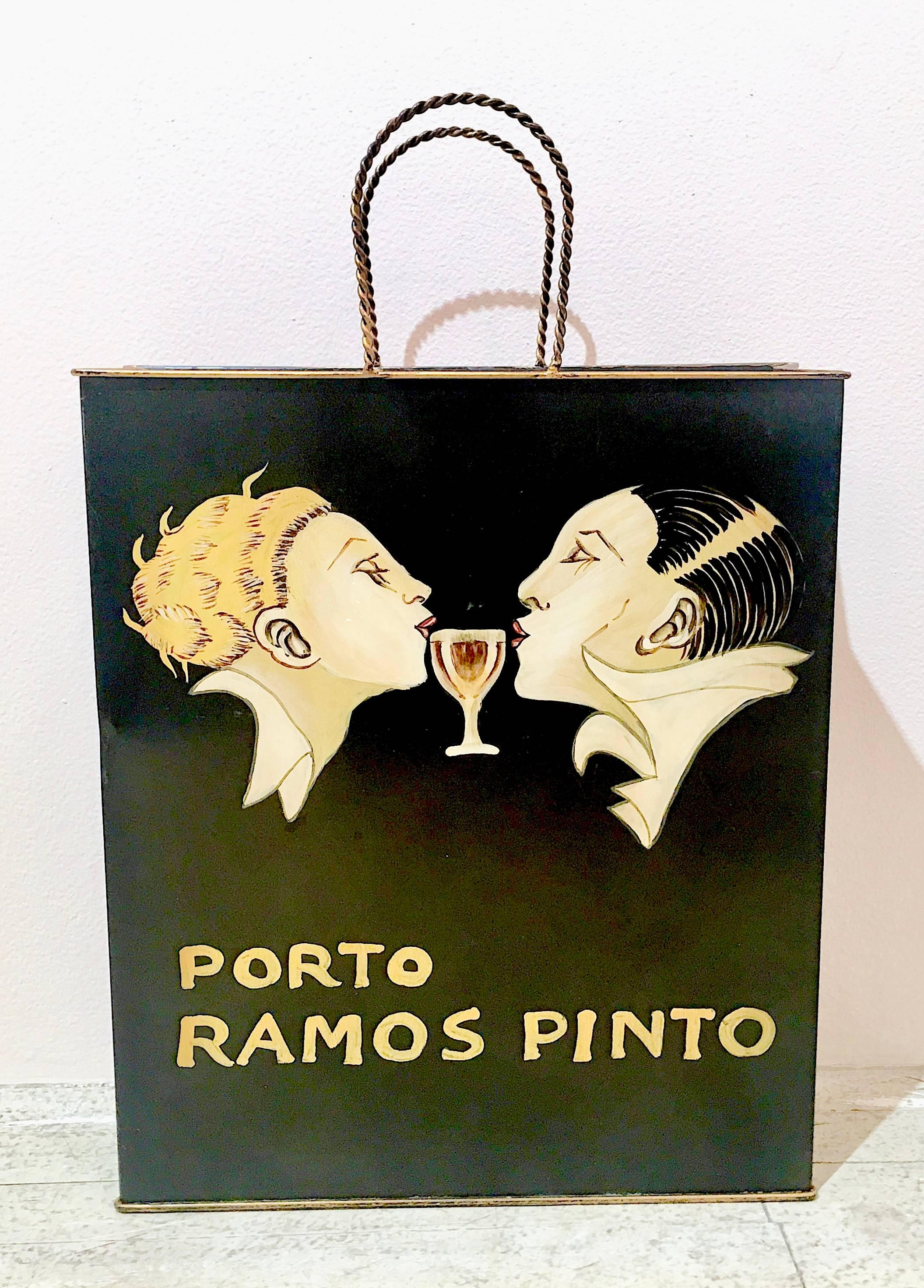Art Deco Vintage Italian Magazine Holder or Waste Basket in the Form of a Shopping Bag For Sale