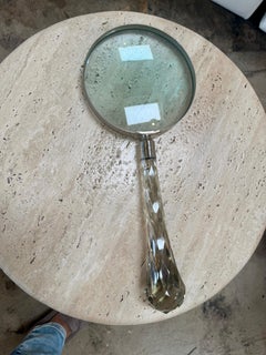 Vintage Italian Magnifying Glass with Faceted Crystal Handle