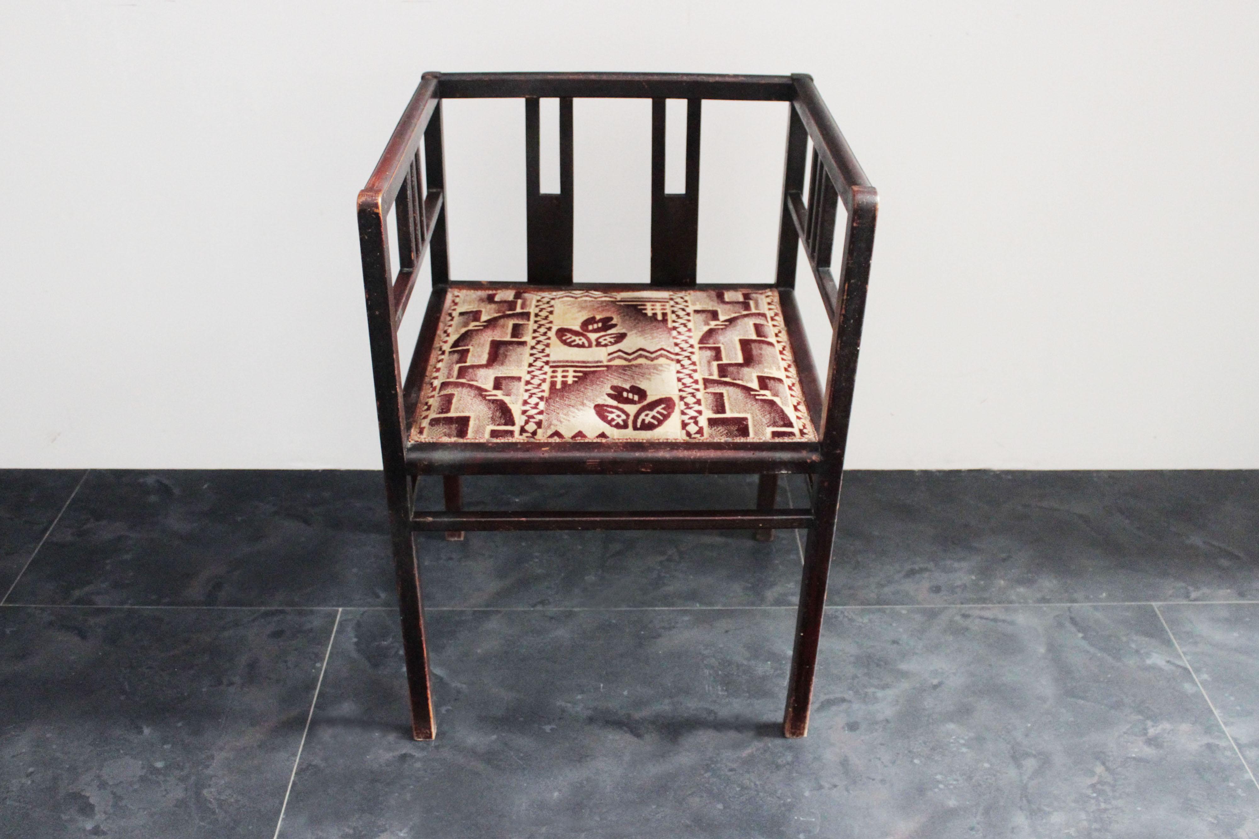Art déco Ensemble de fauteuils et d'ottomans vintage en acajou italien, années 1920 en vente