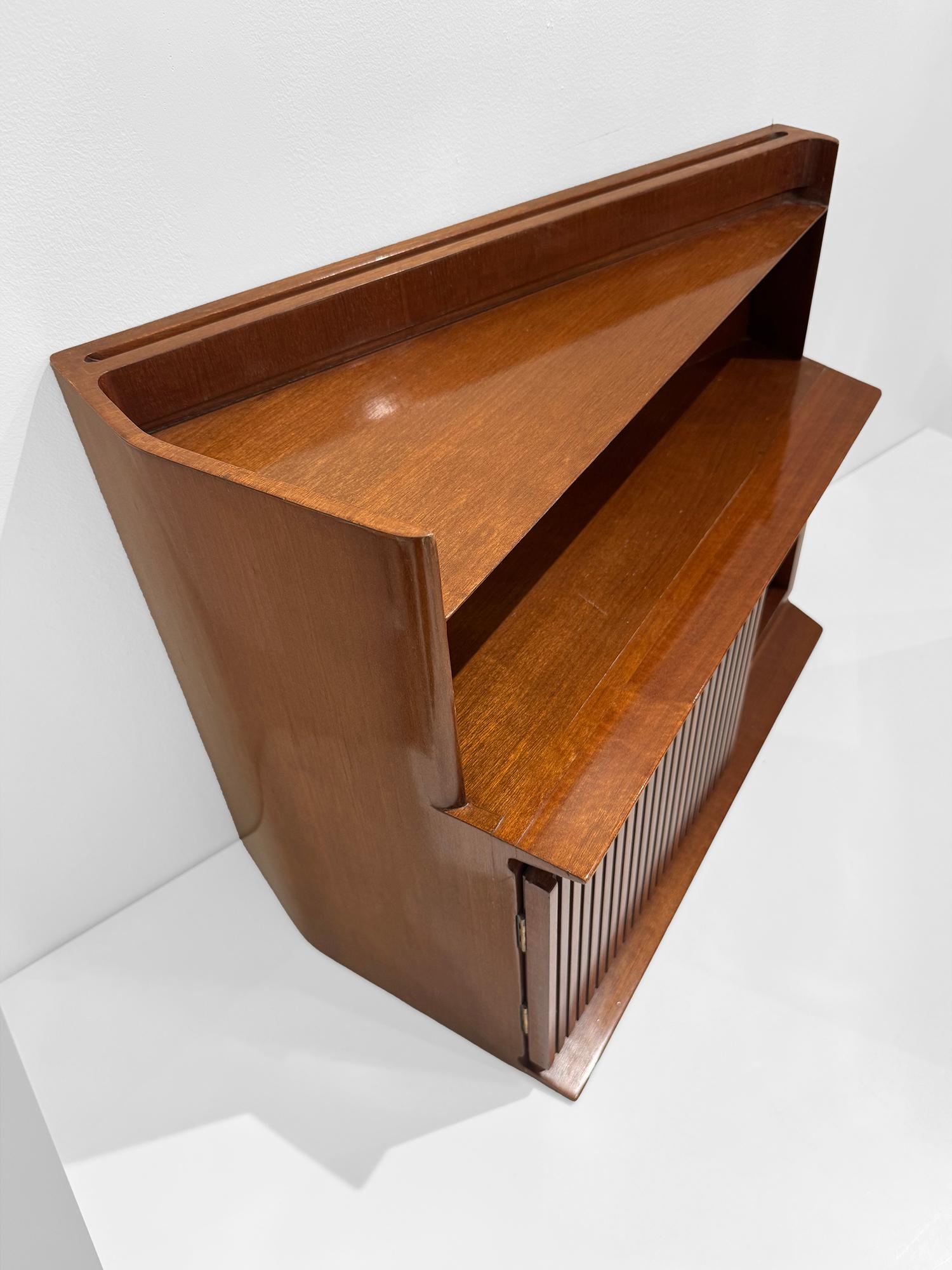 Vintage Italian Mahogany Wall Mounted Side Tables In Good Condition For Sale In New York, NY