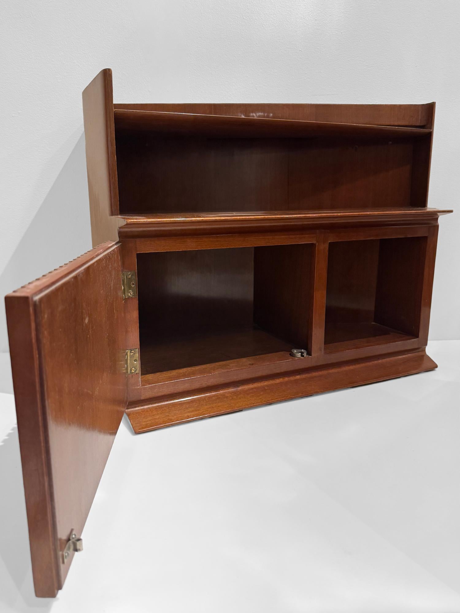 Mid-20th Century Vintage Italian Mahogany Wall Mounted Side Tables For Sale