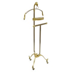 Vintage Italian Maison Jansen Style Brass & Steel Rams Head Suit Clothing Valet