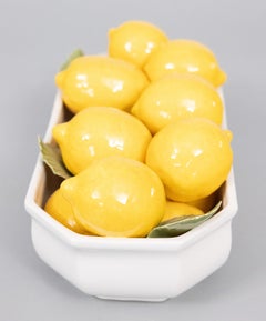Vintage Italian Majolica Bowl of Lemons Centerpiece