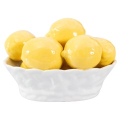 Vintage Italian Majolica Bowl of Lemons Centerpiece