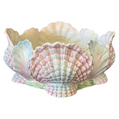 Vintage Italian Majolica Ceramic Clustered Shell Centerpiece Bowl