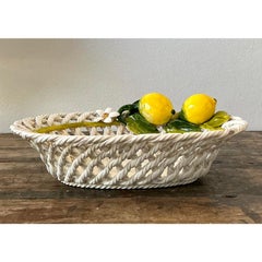 Vintage Italian Majolica Lemon Trellis Bowl