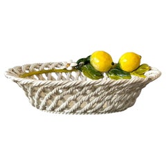 Vintage Italian Majolica Lemon Trellis Bowl