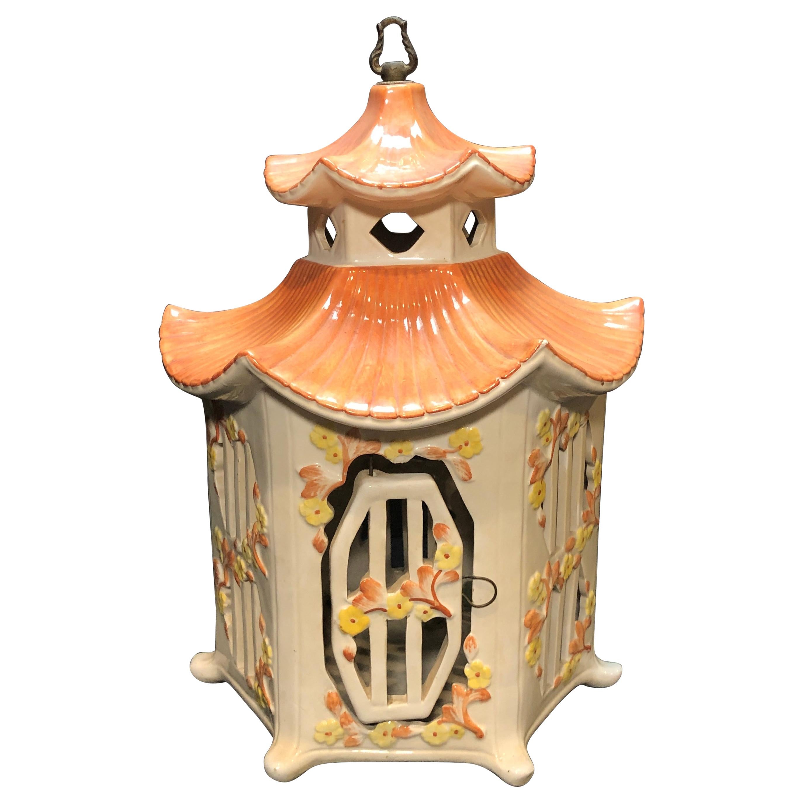 Majolica Porcelain Birdcage Glazed Ceramic For Sale