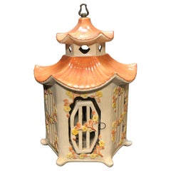 Vintage Majolica Porcelain Birdcage Glazed Ceramic