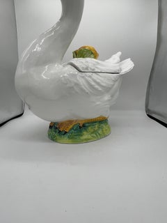 Vintage Italian Majolica Style Ceramic Goose Tureen