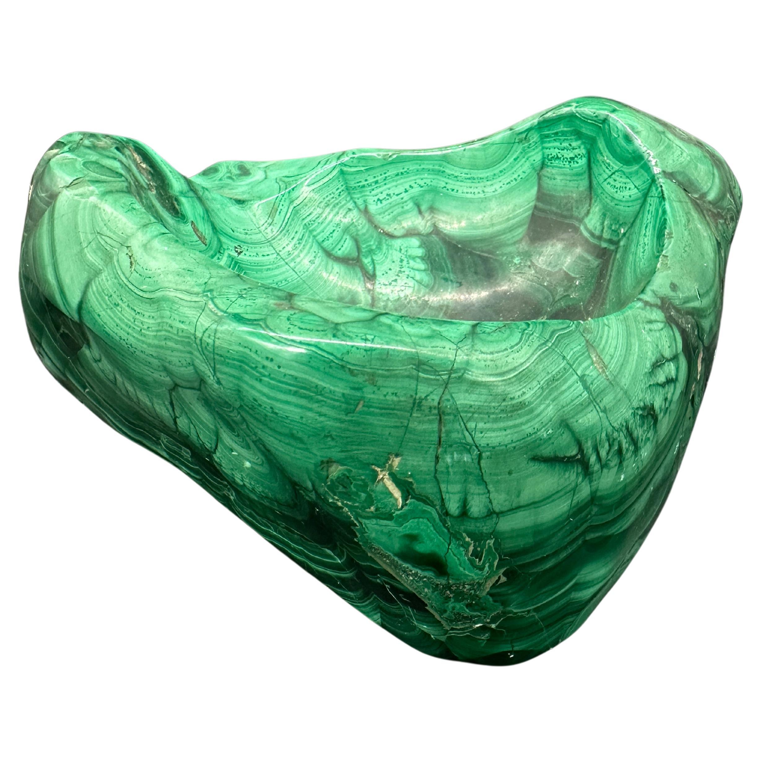 Posacenere italiano d'epoca in malachite 1980s
