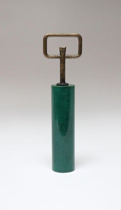 Vintage Italian Malachite Green Goatskin and Brass Bottle Opener by Aldo Tura