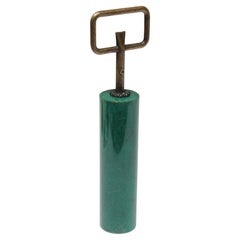 Vintage Italian Malachite Green Goatskin and Brass Bottle Opener by Aldo Tura