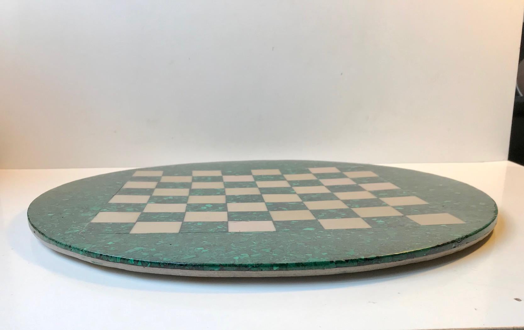 Vintage Italian Malachite and Marple Chess Board, 1970s In Good Condition In Esbjerg, DK
