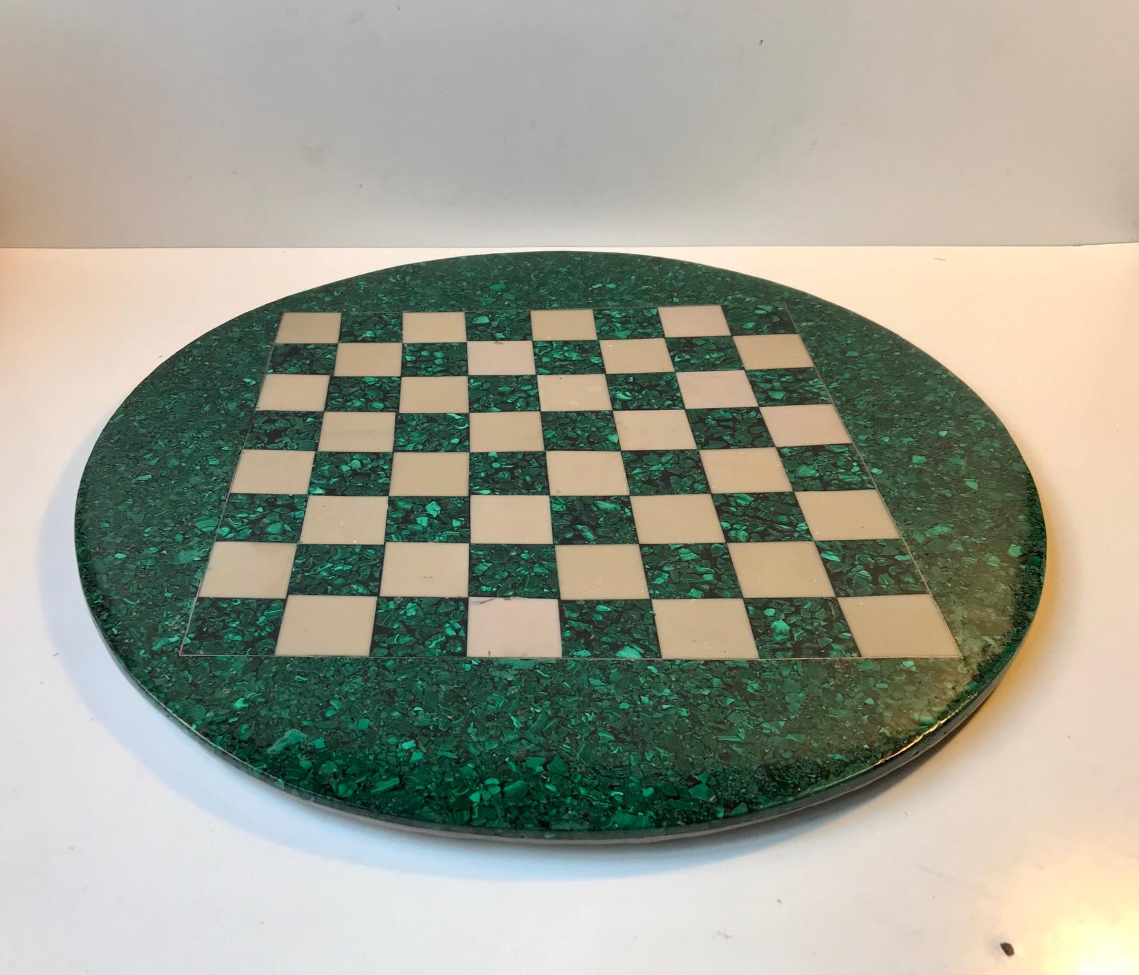 Late 20th Century Vintage Italian Malachite and Marple Chess Board, 1970s