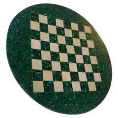 Planche d'échecs italienne vintage en malachite et marbre, années 1970