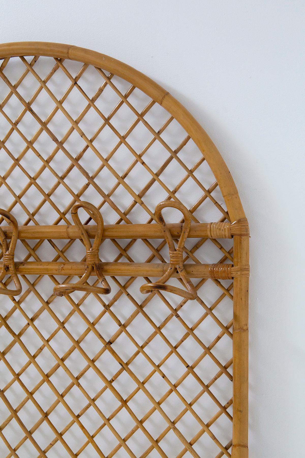 Bamboo Vintage Italian manifacture bamboo and decorative wall hanging For Sale