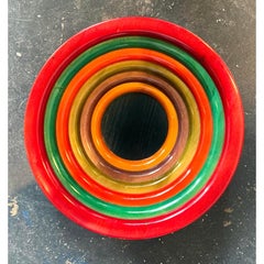 Vintage Italian Manzoni Pietro Stacked Wooden Centerpiece Bowl