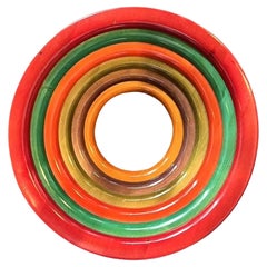 Vintage Italian Manzoni Pietro Stacked Wooden Centerpiece Bowl