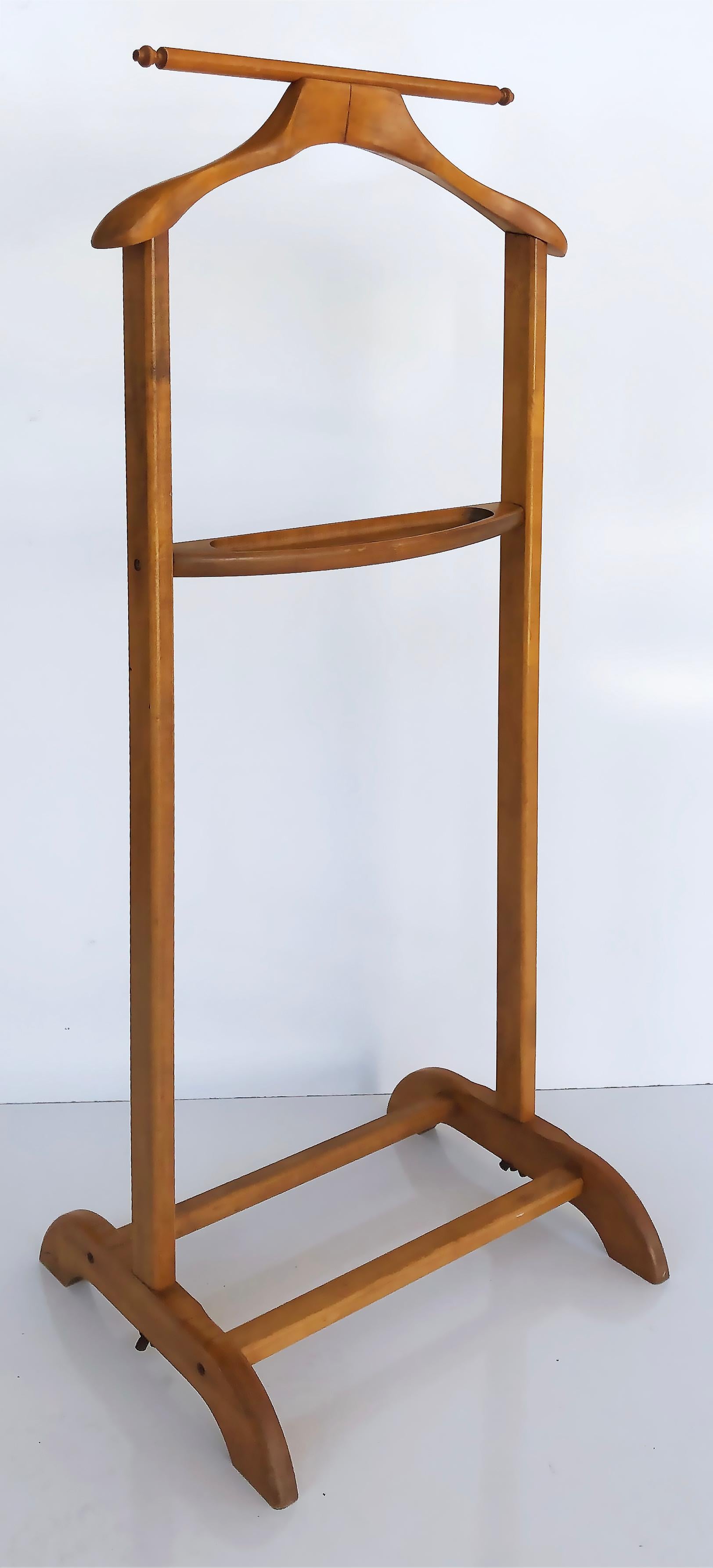 Mid-Century Modern Vintage Italian Maple Wood Valet and Suit Clothes Stand