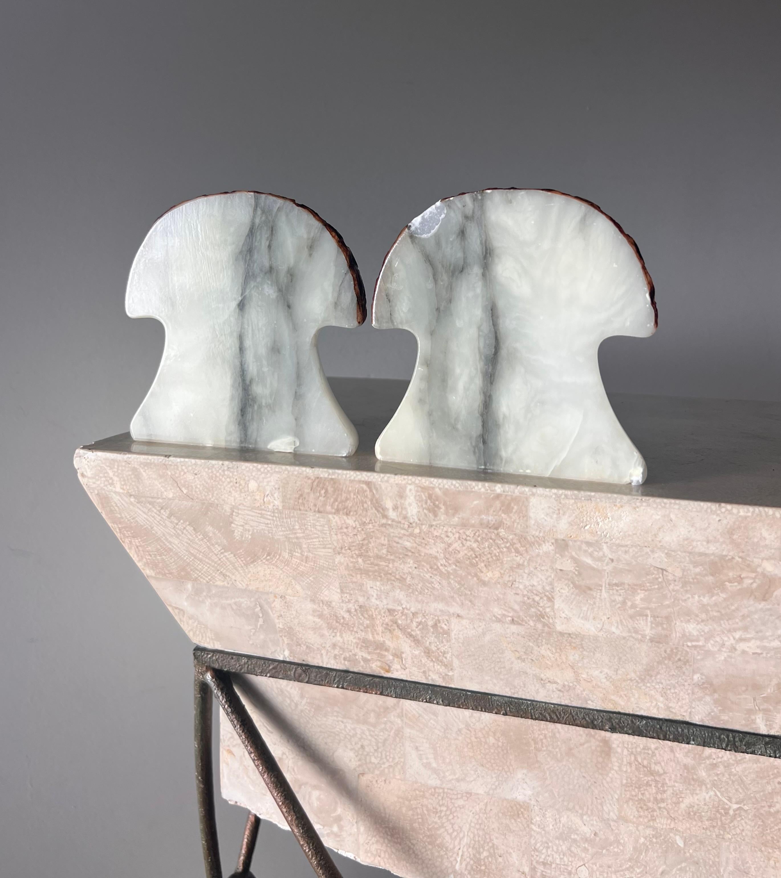 Vintage Italian marble alabaster mushroom bookends, 1960s 5