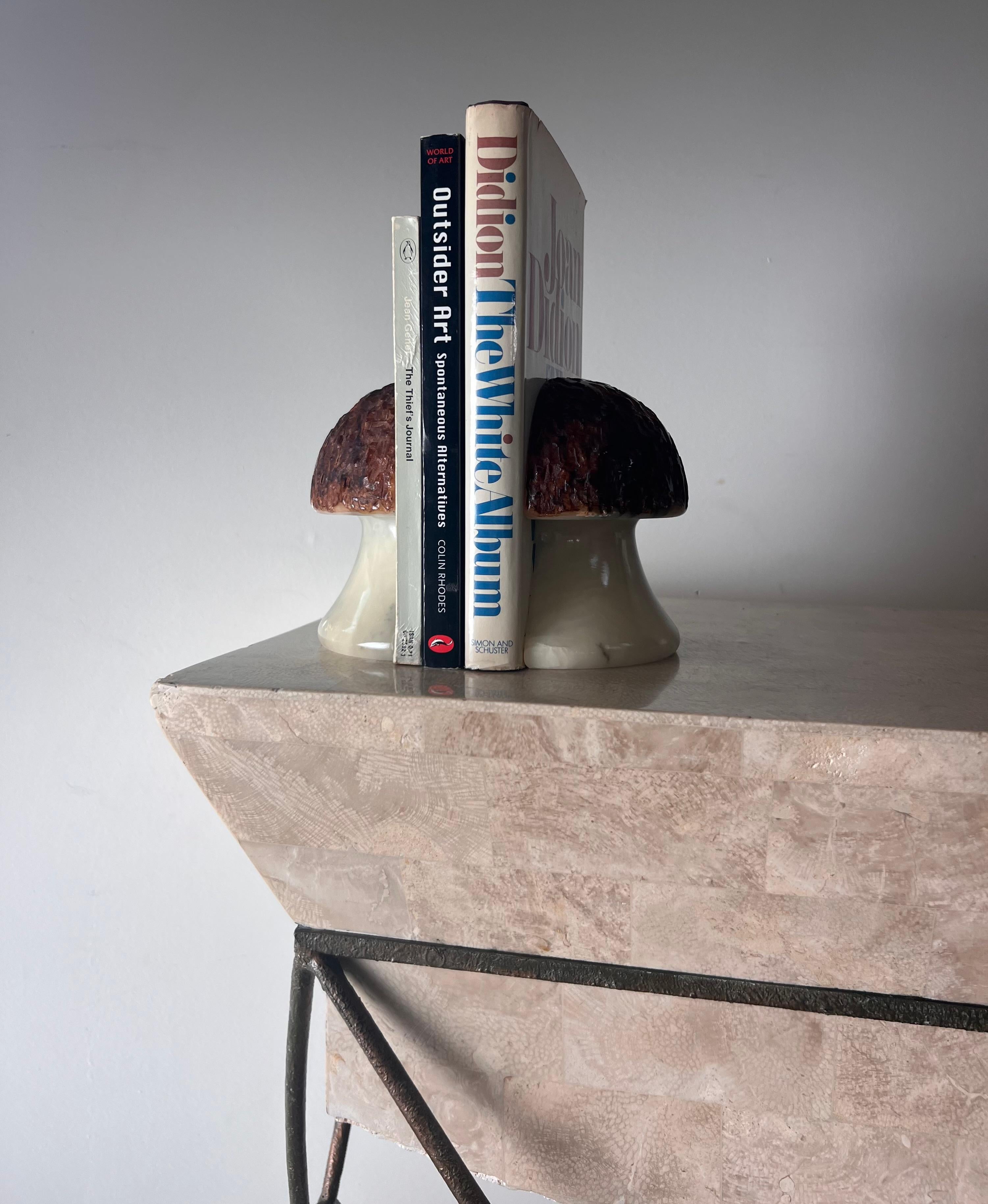 Vintage Italian marble alabaster mushroom bookends, 1960s 6