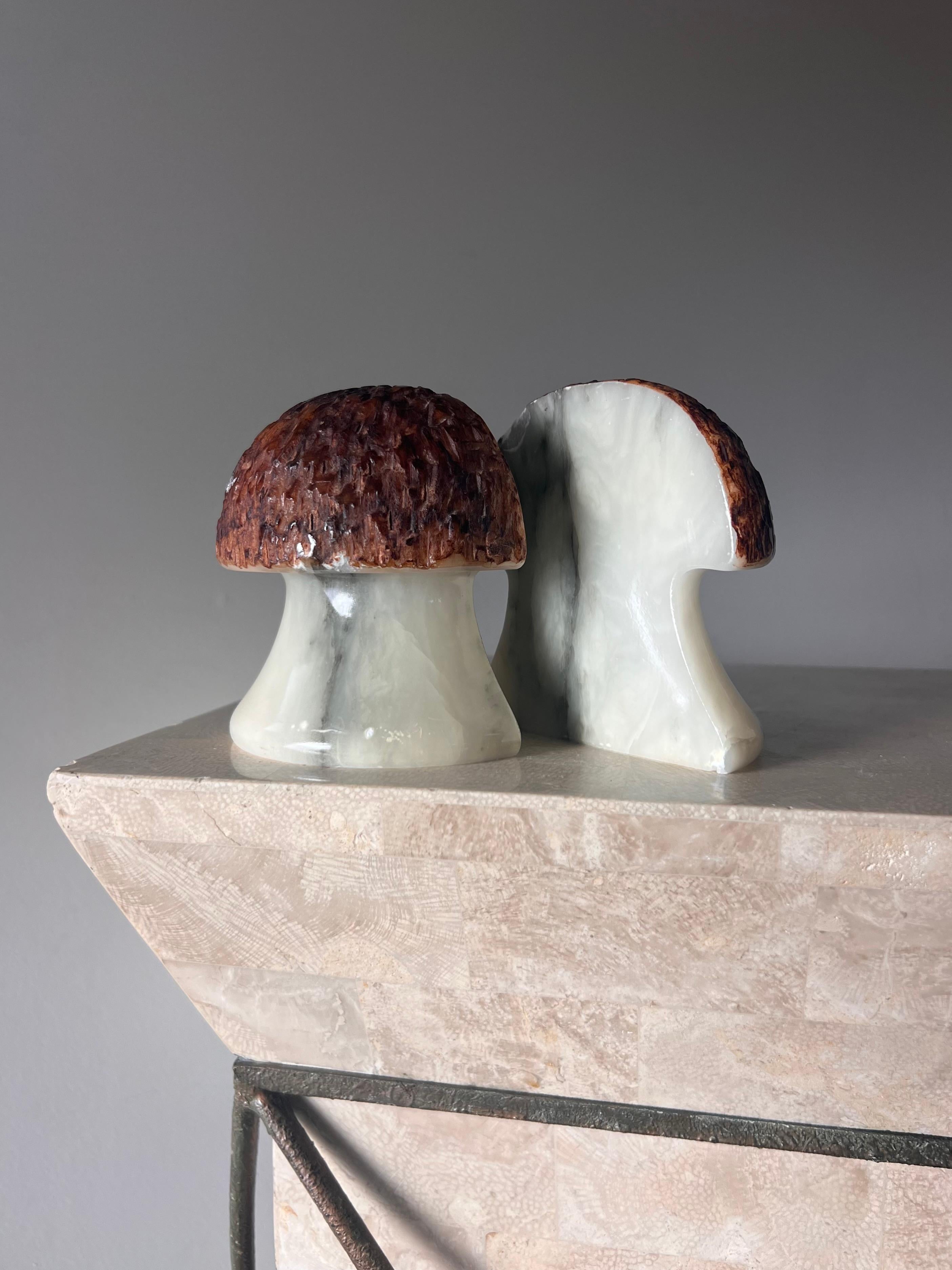 Vintage Italian marble alabaster mushroom bookends, 1960s 7