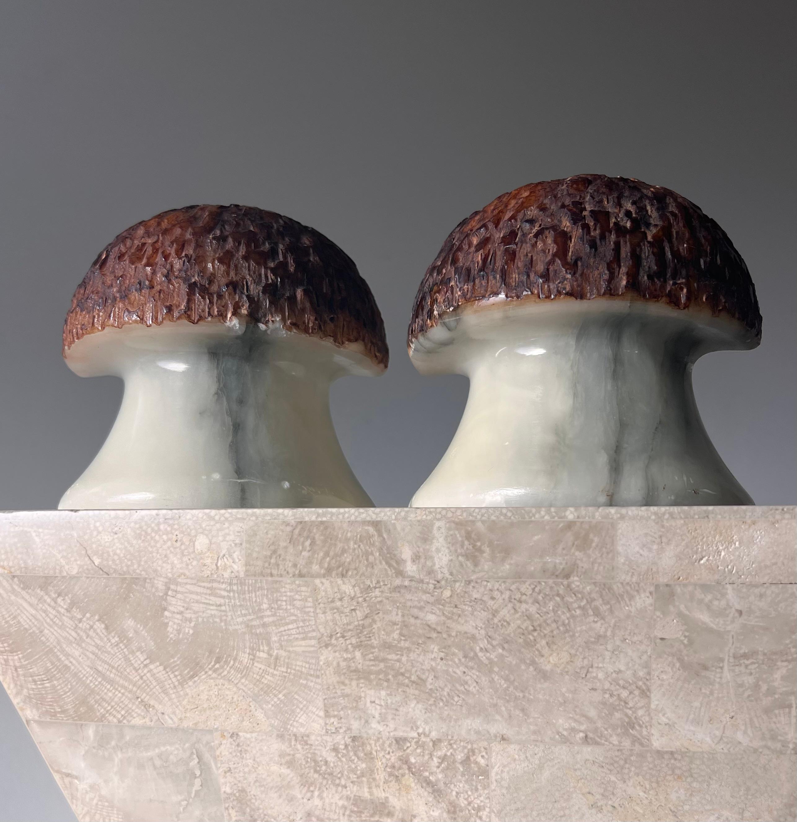 20th Century Vintage Italian marble alabaster mushroom bookends, 1960s