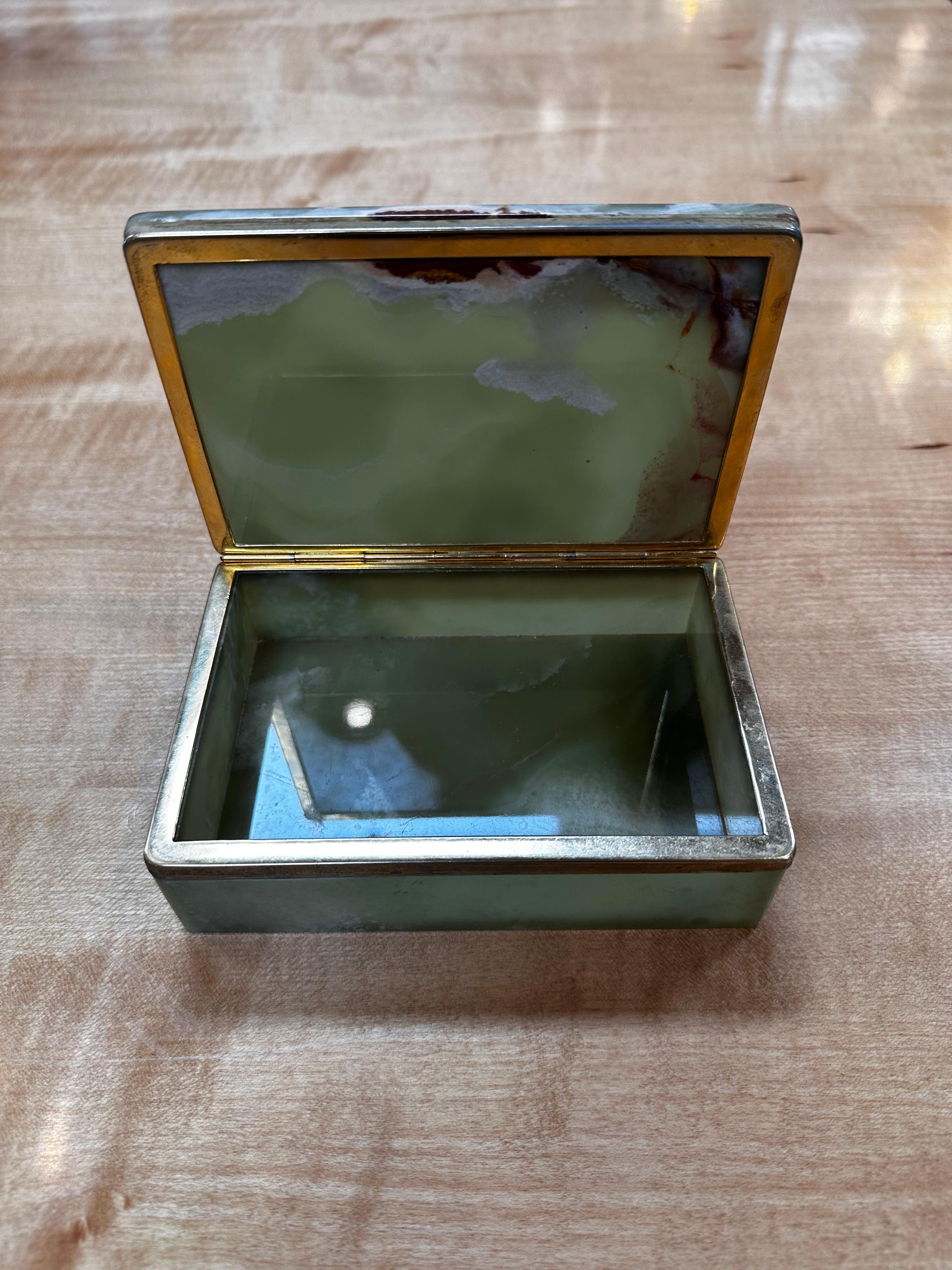 Mid-Century Modern Vintage Italian Marble and Brass Decorative Box 1970s
