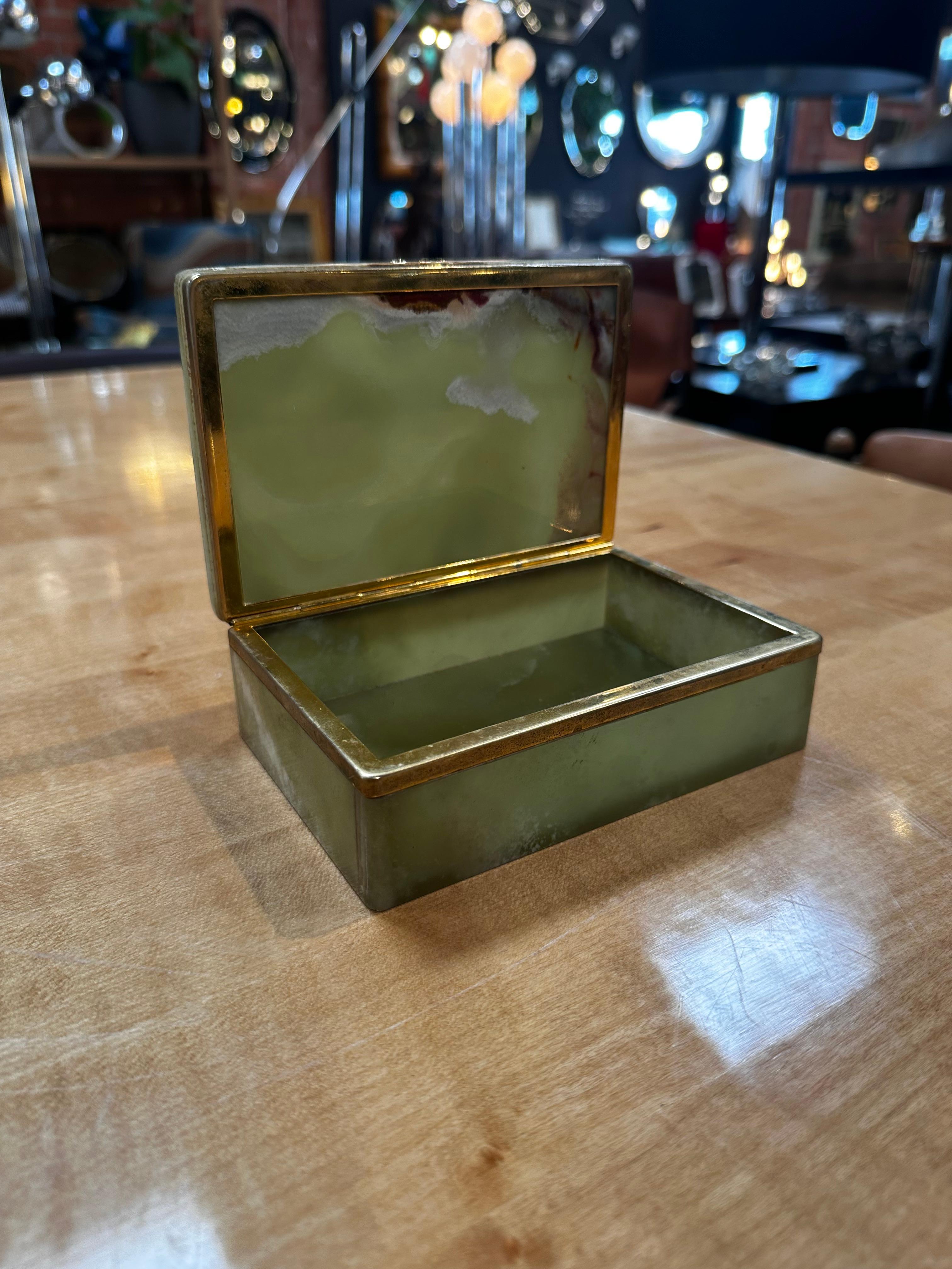 Vintage Italian Marble and Brass Decorative Box 1970s 1