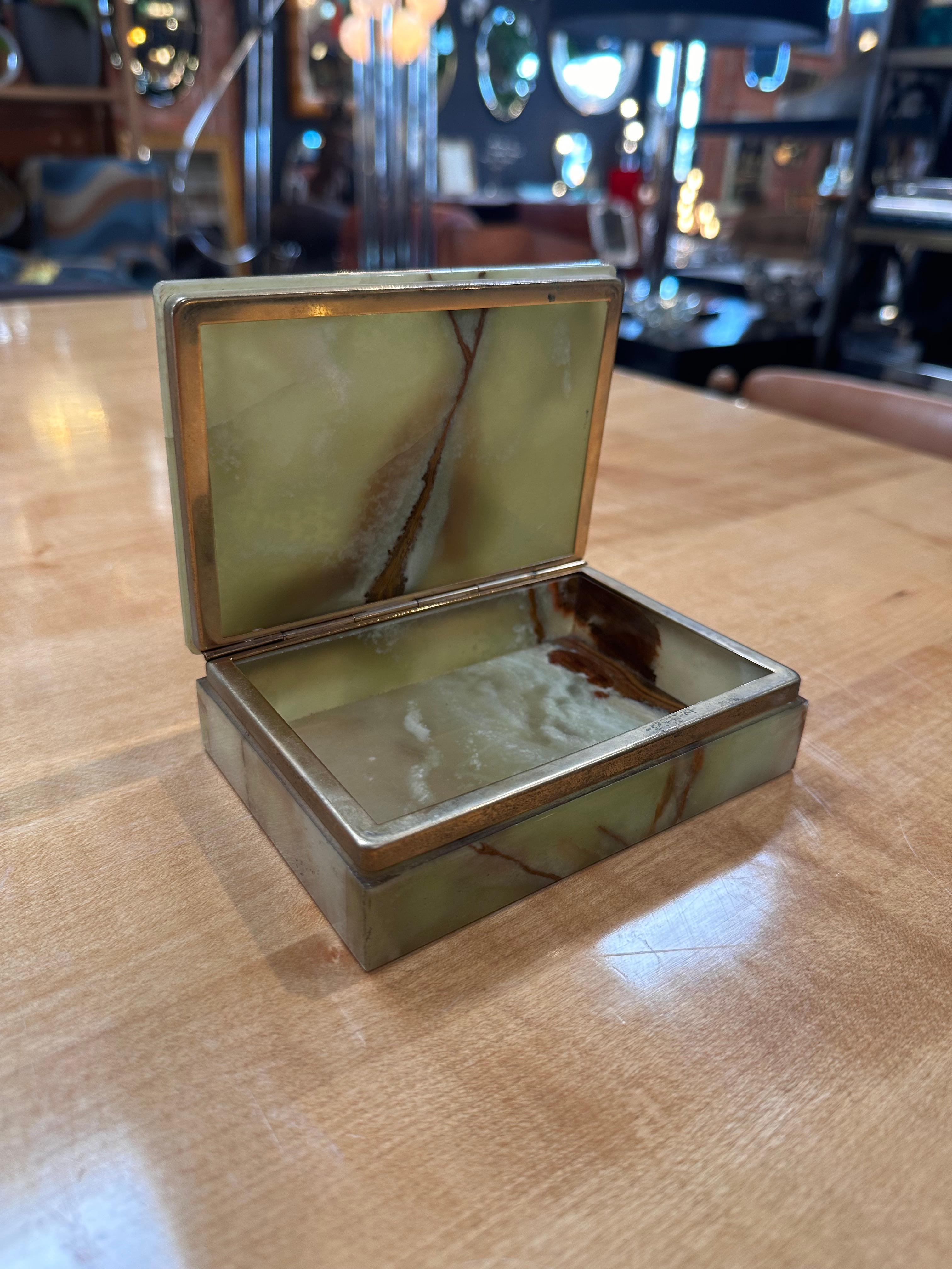 Vintage Italian Marble and Brass Decorative Box 1970s For Sale 1