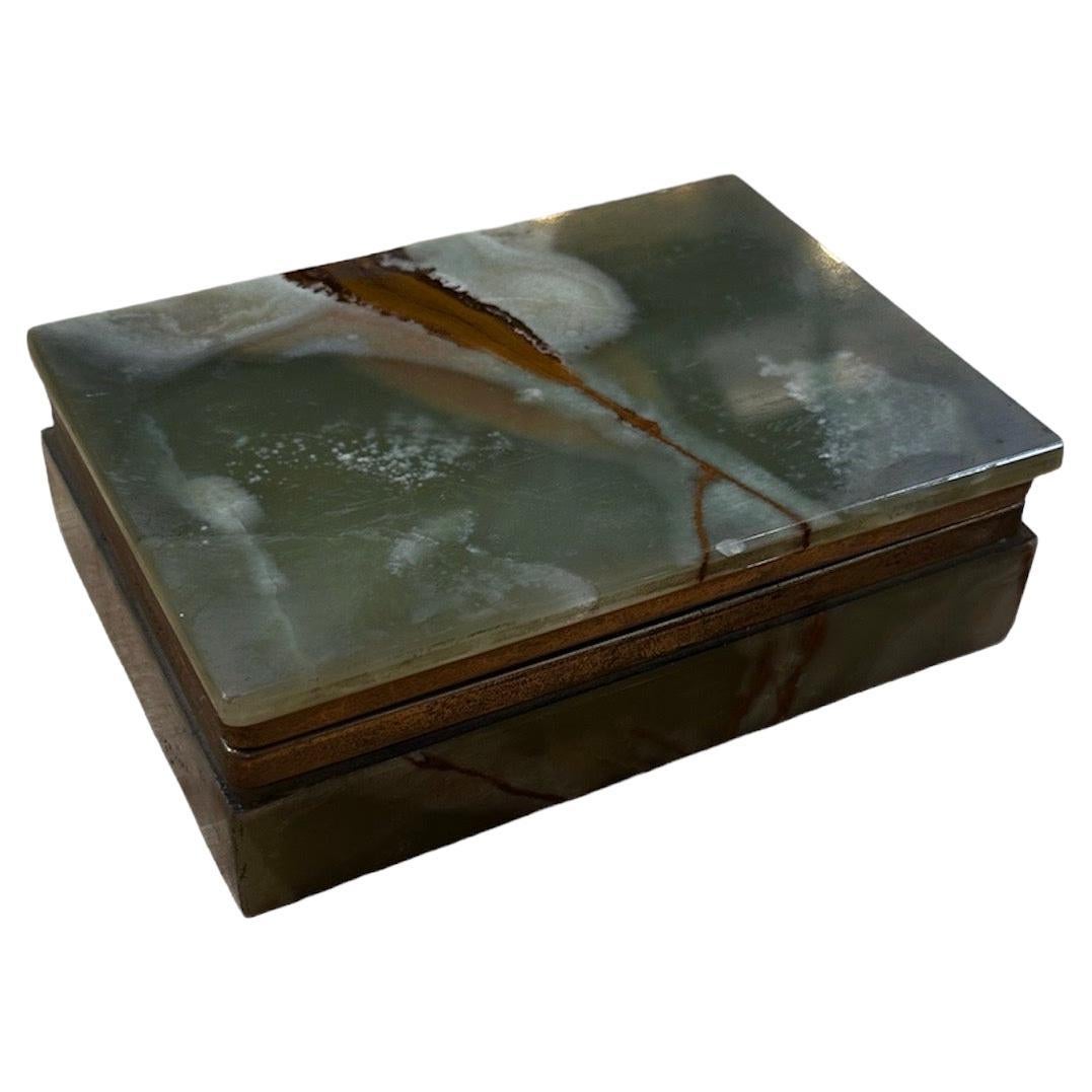 Vintage Italian Marble and Brass Decorative Box 1970s For Sale