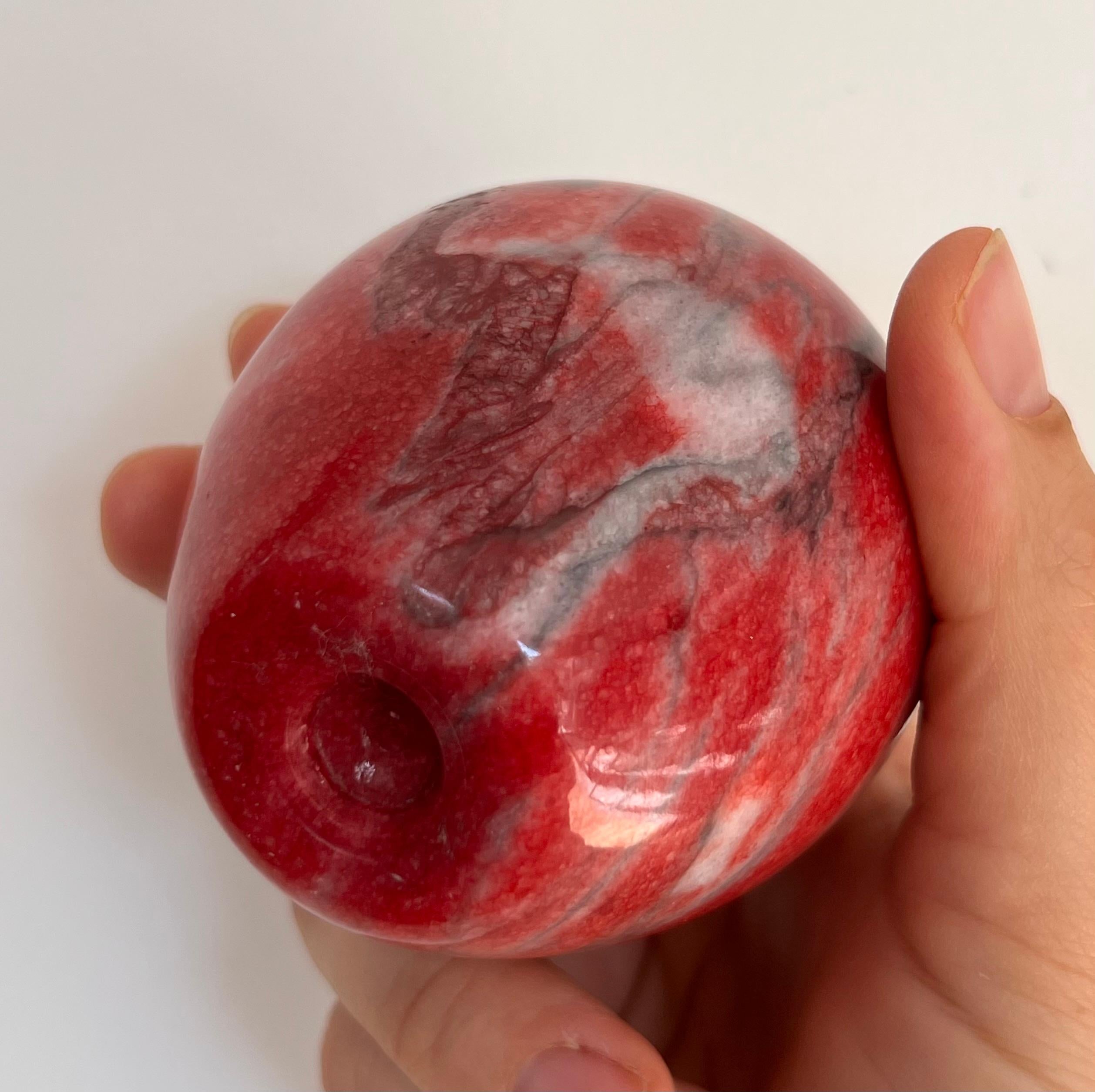 Vintage Italian Marble Apple Paperweight with Bronze Stem, 1960s 5