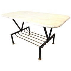 Mesa de centro vintage italiana de mármol, años 50