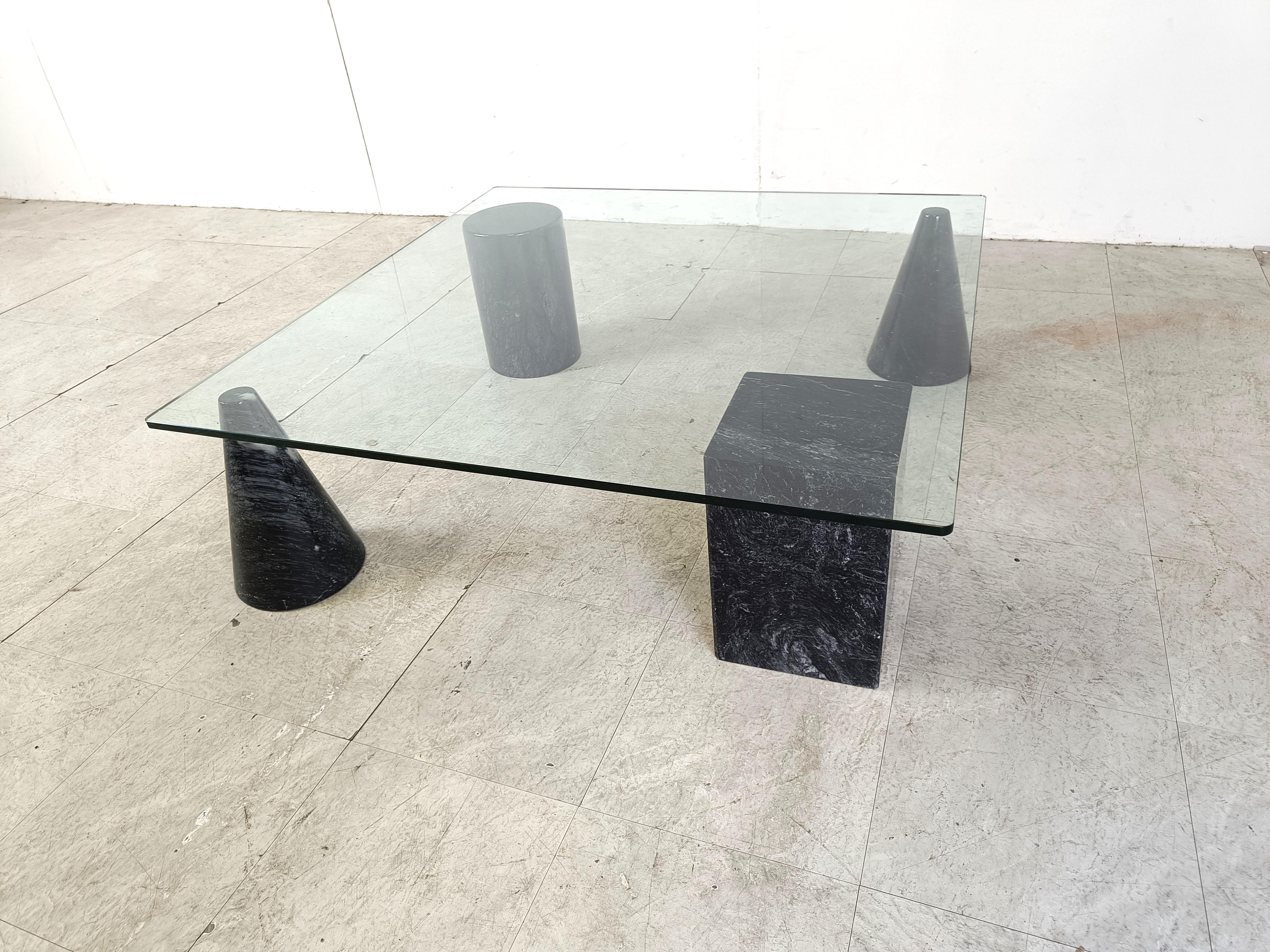 Postmoderne Table basse italienne vintage en marbre, années 1970 en vente