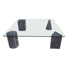 Table basse italienne vintage en marbre, années 1970