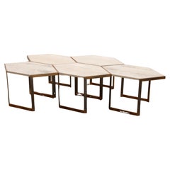 Vintage Italian Marble Coffee Table with Brass and Chrome, 1970