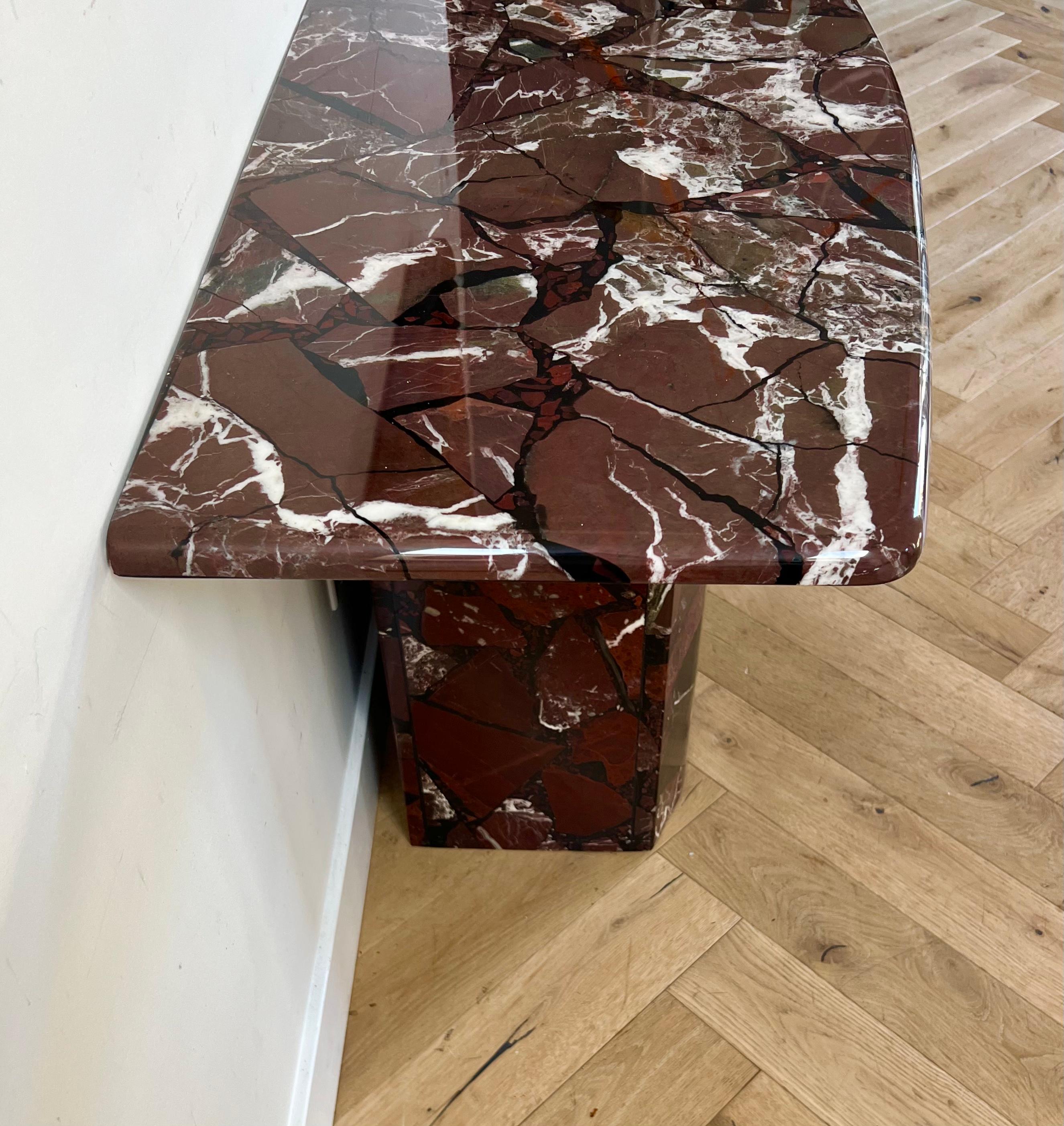 Vintage Italian marble console table in oxblood, 1970s 3