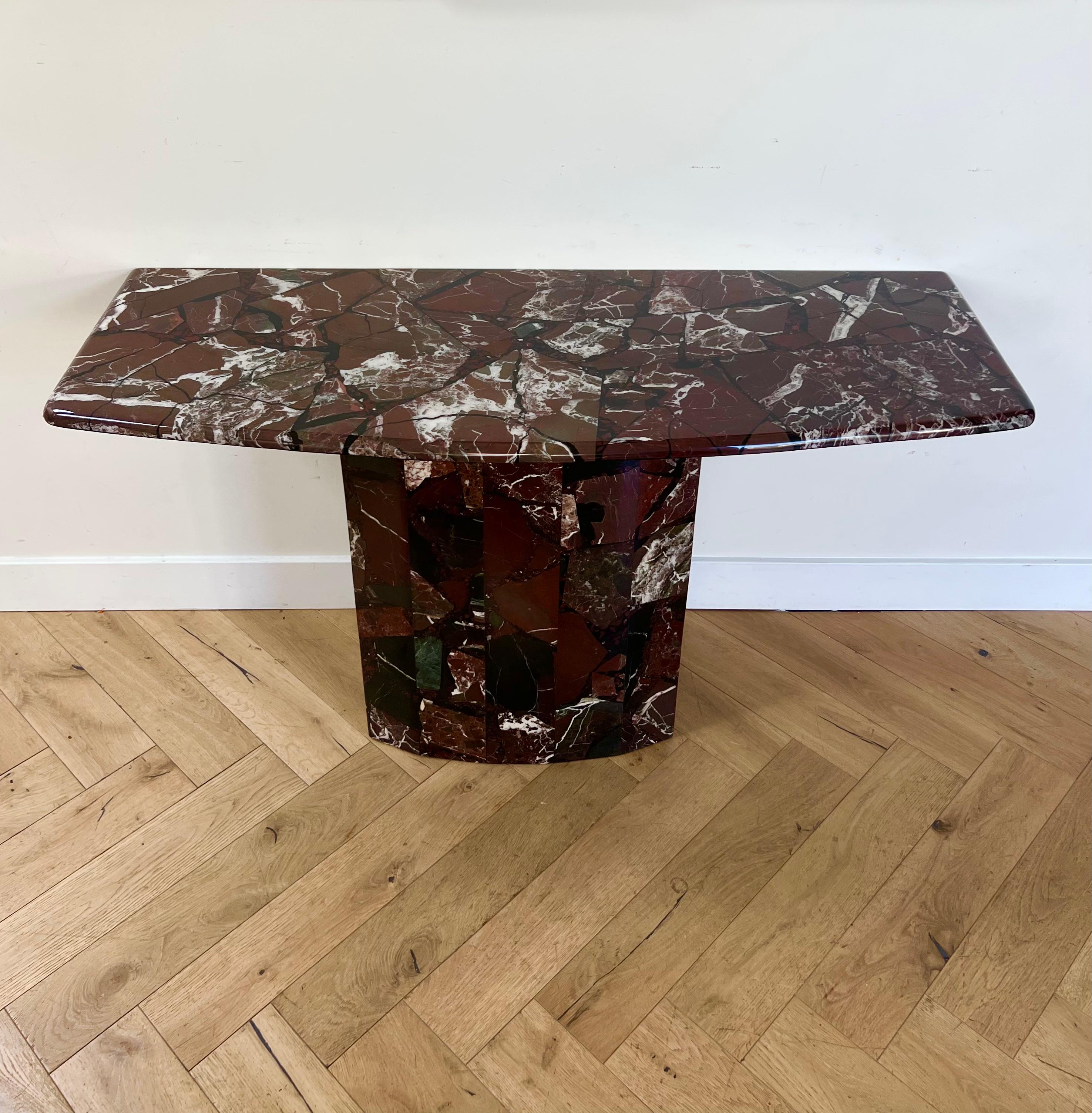 Vintage Italian marble console table in oxblood, 1970s 4