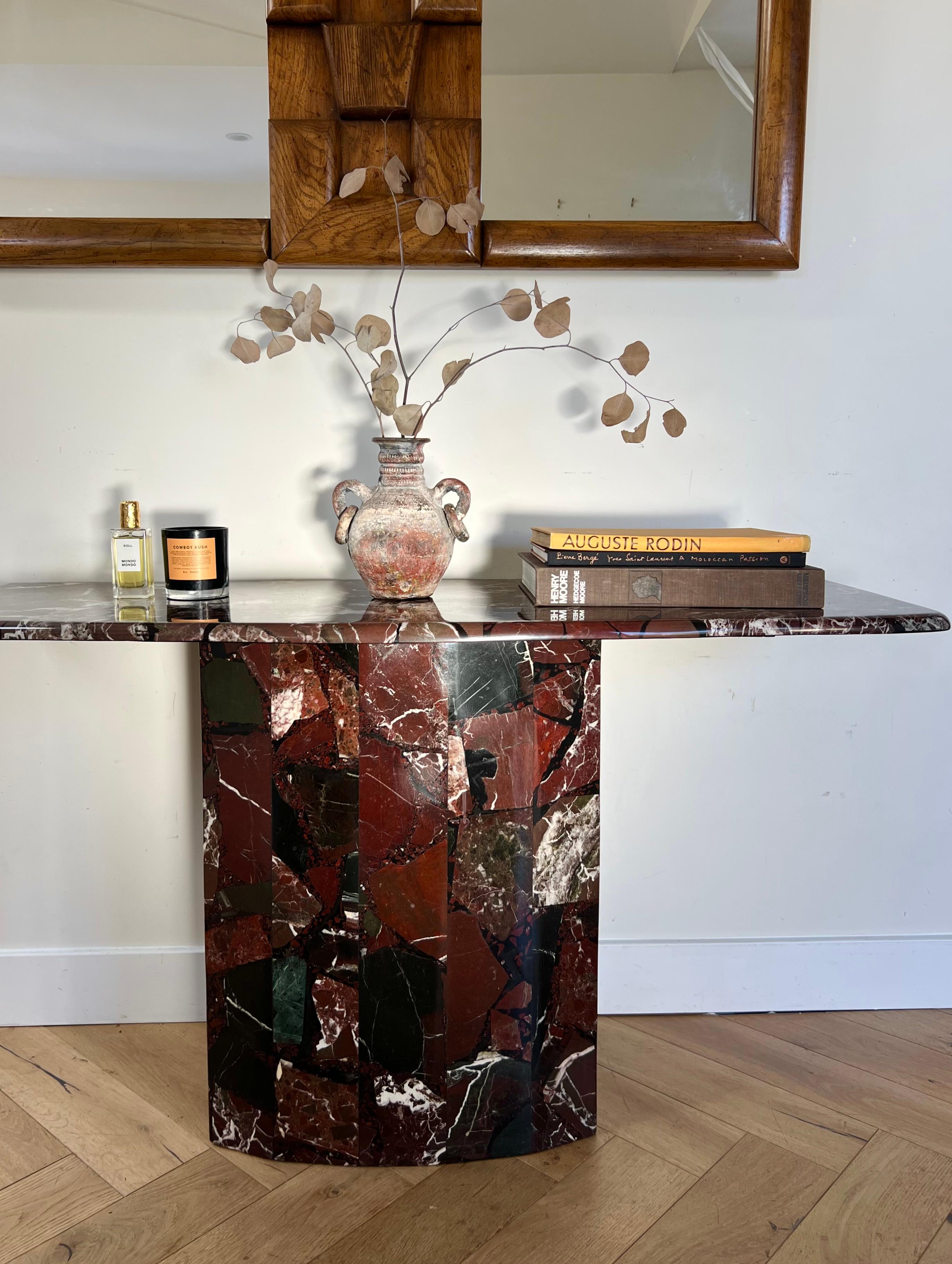 Vintage Italian marble console table in oxblood, 1970s 7