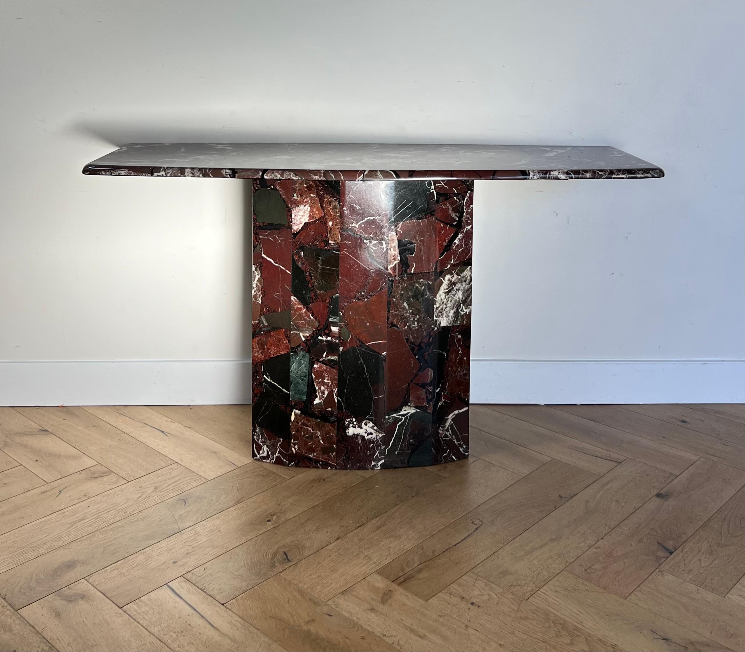 Vintage Italian marble console table in oxblood, 1970s 8