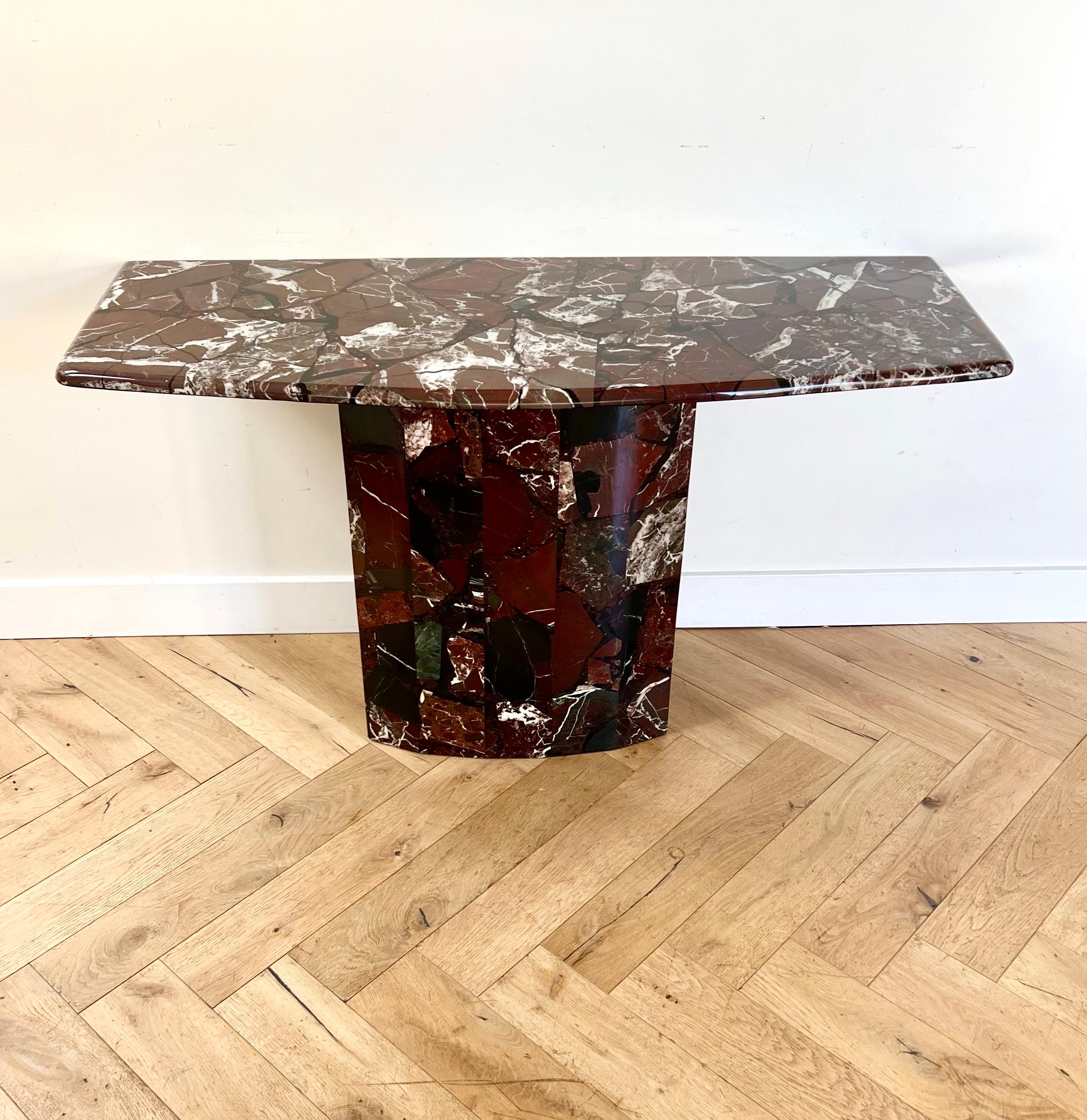 Post-Modern Vintage Italian marble console table in oxblood, 1970s