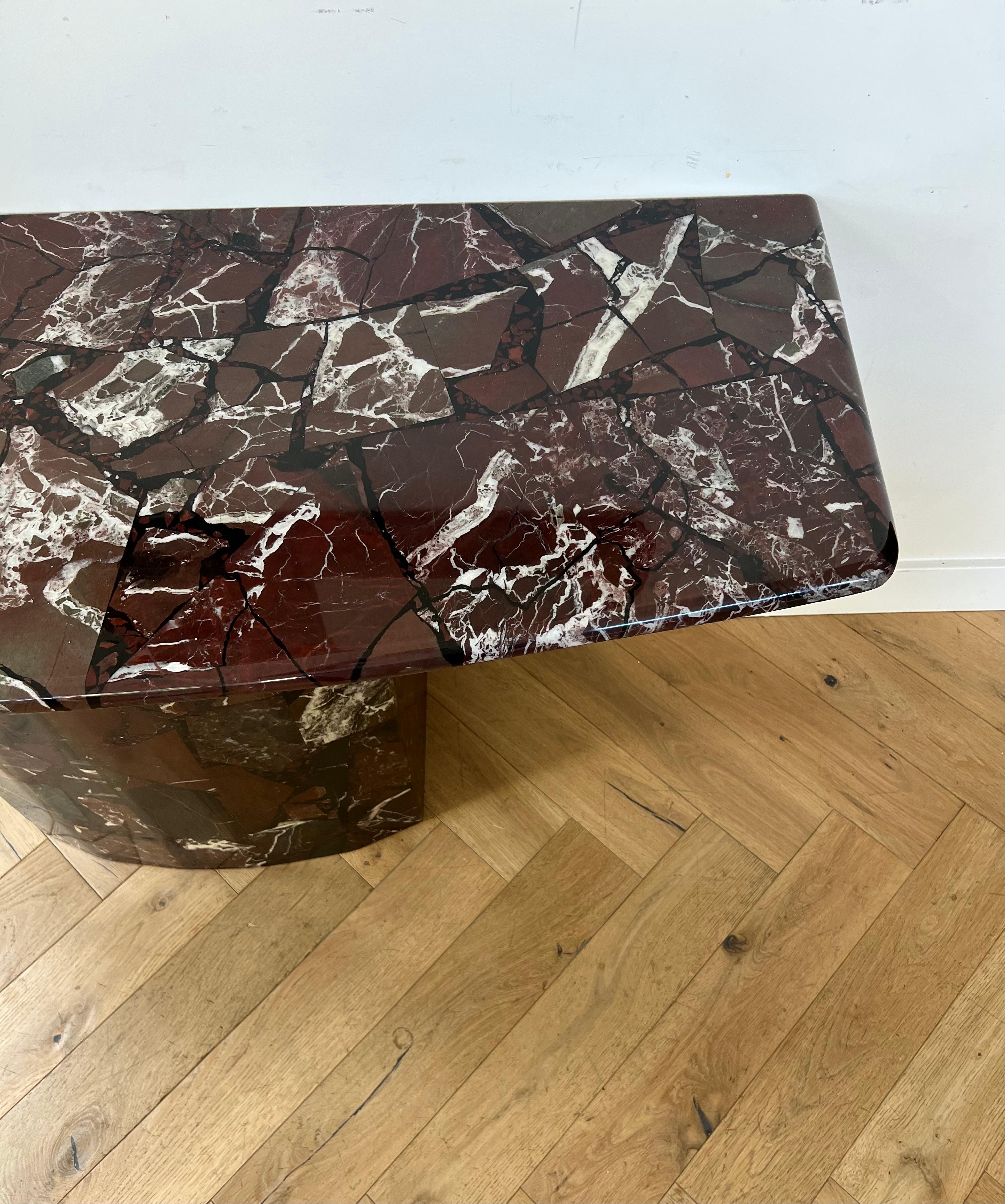 20th Century Vintage Italian marble console table in oxblood, 1970s