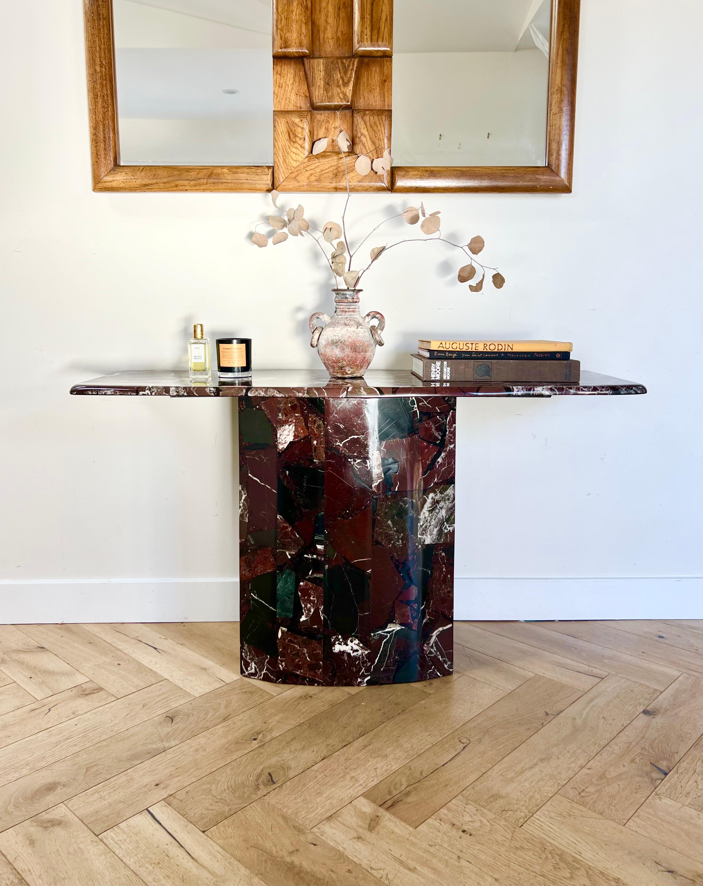 Marble Vintage Italian marble console table in oxblood, 1970s