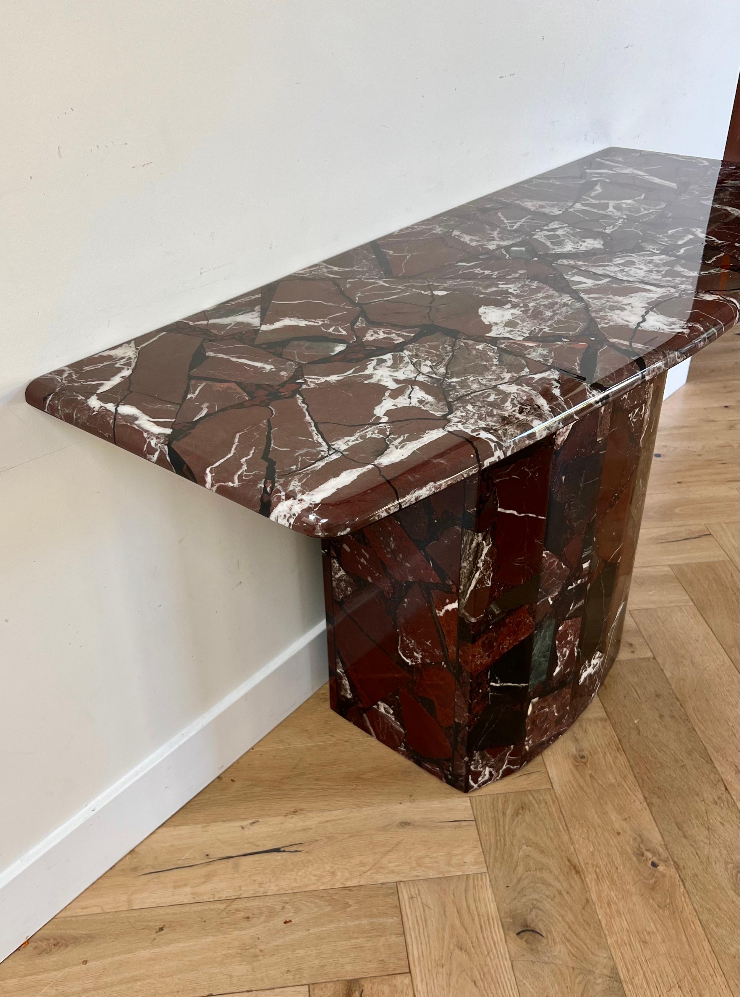 Vintage Italian marble console table in oxblood, 1970s 2